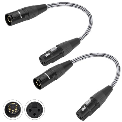 JOLGOO 12 Inch 2-Pack DMX Cable Adapter, 5 Pin XLR Male to 3 Pin XLR Female, for DMX Lighting Fixtures and Pro Audio Equipment