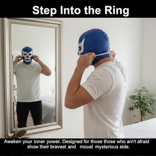 Artisans Bazaar Mexican Custume Wear Masks Luchador Mexicano Wrestling Masks Foamy Material for Men & Women Lucha Libre Adult - style: Blue Demon