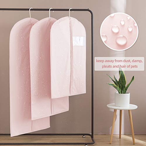 Suit Bag for Storage and Travel, 50"Garment Bags for Hanging Clothes,2Pcs | Transparent window, Easy to identify - size: Set of 2 (23.3'' X 50'') Pink