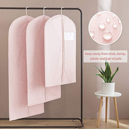 Suit Bag for Storage and Travel, 50"Garment Bags for Hanging Clothes,2Pcs | Transparent window, Easy to identify - size: Set of 2 (23.3'' X 50'') Pink