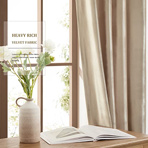 BULBUL Velvet Champagne Grommet Blackout Curtains 63 inch for Living Room - color: Beige/Champagne, size: 52"W x 63"L (Pack of 2)