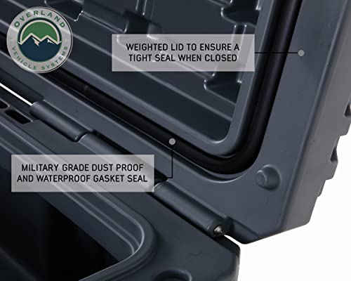 Overland Vehicle Systems 40100031 Dark Gray 169 QT Dry Box Storage with Wheels, Drain, and Bottle Opener | Waterproof Seal | Heavy-Duty Latches and Nylon Handles | Keeps Gear Safe, Dry and Organized - size: 169 QT Dry Box