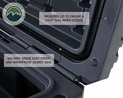 Overland Vehicle Systems 40100031 Dark Gray 169 QT Dry Box Storage with Wheels, Drain, and Bottle Opener | Waterproof Seal | Heavy-Duty Latches and Nylon Handles | Keeps Gear Safe, Dry and Organized - size: 169 QT Dry Box