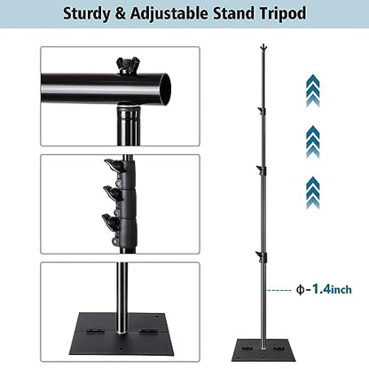 SLOW DOLPHIN Pipe and Drape Photography Backdrop Stand Kit Adjustable Photo Background Stand 10ft x 10ft with Metal Base for Parties Weddings Birthday Party Events Photo Booth(Black)