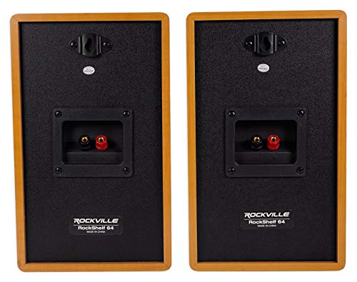 Rockville RockShelf 64C Wood 6.5" Home Theater Bookshelf Speakers, Pair | 400W Peak/100W RMS, 4 Ohm, Kevlar Woofer, Silk Dome Tweeter, Wall Mountable, Magnetic Grill, MDF Cabinet - color: Classic