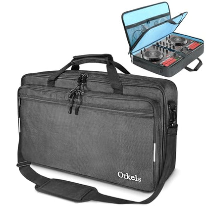 ORKELS DJ Controller Bag Compatible with FLX4, FLX2, REV1, DDJ SB3, DDJ SB2, DDJ 400, DDJ RB, DDJ200, Pro FX, MPFX, DJ2GO2 Touch, Mix II, Party Mix, 200 MK2 DJ Controller, S-21.6''Lx13''Wx4.7''H - size: S-21.7''L x 12.6''W x 4.7''H