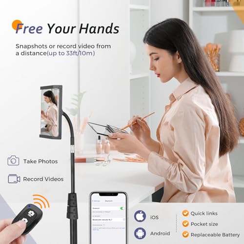 Aureday Adjustable Tripod Stand, 67” Height, Tablet Holder for iPad mini/Air/Pro, Kindle, Switch, Smartphones, 4.7”-12.9” Devices - color: Black