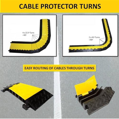Kable Kontrol Atlas Heavy Duty Cable Protector - 22.5° Degree Right Turn - 5 Channel - CP9988 Compatible - Black & Yellow - Speed Bump and Wire Protector Turn for Indoor & Outdoor Use - size: 5 Channel - Right Turn