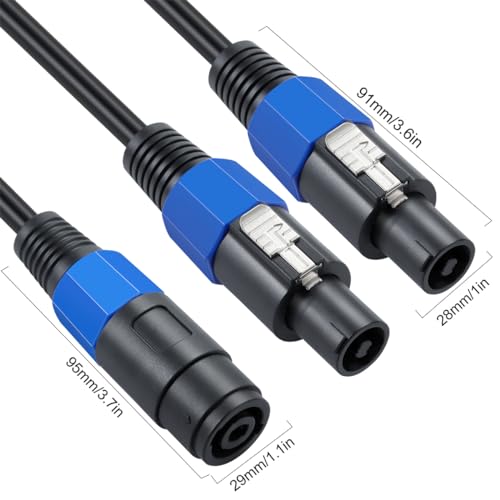 Speakon Splitter Cable, Speak-on 1 Female 2 Male Audio Cable (50cm) | Speaker Extension Cable, Speaker Break Out Cable with Twist Lock for DJ/PA Speaker Cord (1 Female to 2 Male) - style: 1 Female To 2 Male
