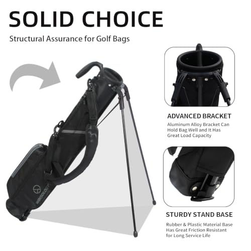 Small Golf Stand Bag Lightweight Golf Easy Carry Bag with Strap and Stand for The Driving Range, Par 3 and Executive Courses Small Golf Bags for Men or Women. - color: BLACK/GREY