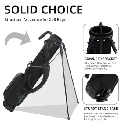 Small Golf Stand Bag Lightweight Golf Easy Carry Bag with Strap and Stand for The Driving Range, Par 3 and Executive Courses Small Golf Bags for Men or Women. - color: BLACK/GREY