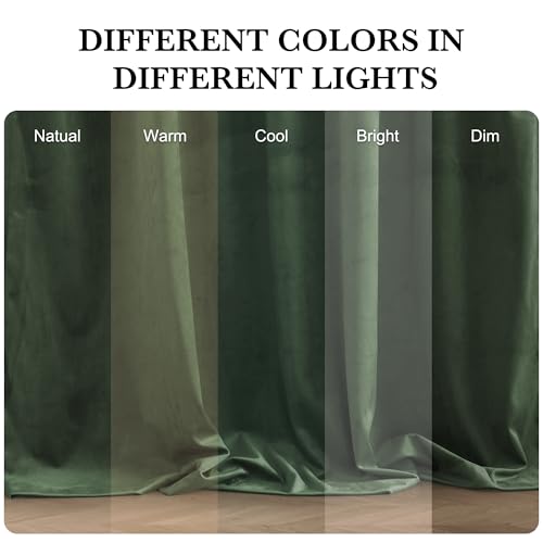 RYB HOME Army Green Velvet Curtains 84 inches for Bedroom Living Room - color: Army Green, size: 52"W x 84"L (Pack of 2)