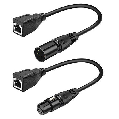 XLR 5 pin RJ45 Adapter Cable-XLR 5 Pin Male & 5 Pin Female to RJ45 Female DMX Ethernet Adapter Converter Cable(1SET/ 2PACK) - color: 5PMF -RJ45