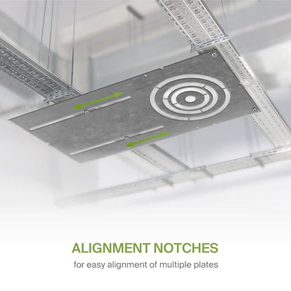 ASD 24 Pack 18 Inch New Construction Mounting Plate Round Hole - 3/4/6 Inch Flat Galvanized Steel Wafer Light Rough In Plate, Universal Light Fixture Mounting Bracket for LED Recessed Lighting - color: Asymmetric Long 3-4-6", size: 24 Pack