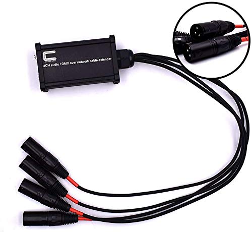 Pair of 4 Channel 3-Pin XLR Male and Female to Ethercon Cable -Compact Cat6 Multi Network Snake Receiver- XLR, AES, DMX Channels Over RJ45 Cat5/Cat6 Ethernet Cable - size: Pair Male and Female Tails
