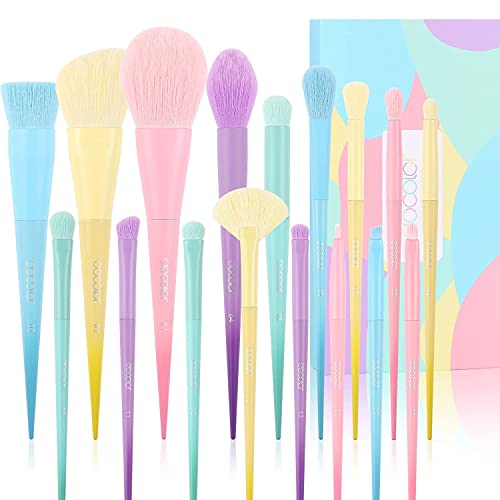 Docolor Professional Makeup Brushes 17 Pcs, Colourful Eyeshadow Brush Set