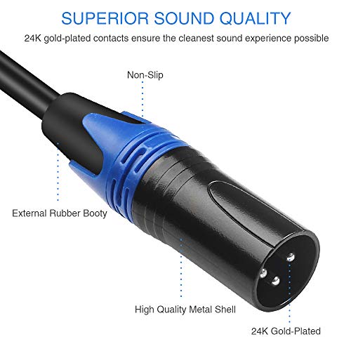 3.5mm to XLR Cable, Unbalanced 1/8 inch Mini Jack TRS Stereo Male to XLR Male Microphone Audio Cable - 10 FT - size: 10 FT