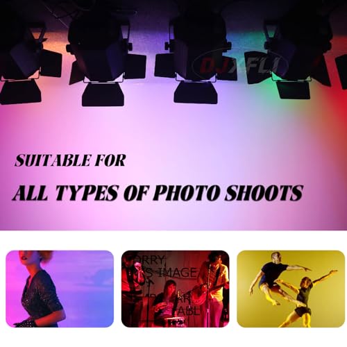 COB Stage Lights with Barn Doors, COB Par Light 200W LED RGBWAUV DMX512 Master-Slave Sound DJ Lighting Spotlight Fresnel for Church Concert Wedding