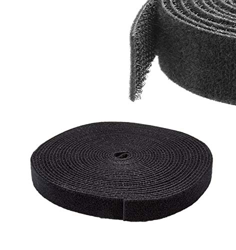 StarTech 25ft (7.6m) Hook and Loop Roll, Black, Fastener Tape (HKLP25) | Cut-to-Size Reusable Cable Ties, Cable Management Straps - color: Black, size: 25 feet
