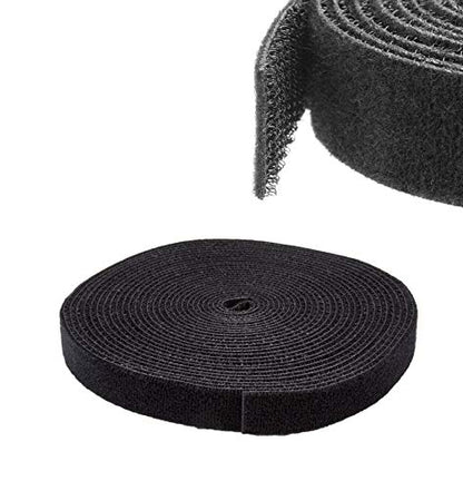 StarTech 25ft (7.6m) Hook and Loop Roll, Black, Fastener Tape (HKLP25) | Cut-to-Size Reusable Cable Ties, Cable Management Straps - color: Black, size: 25 feet