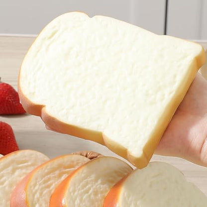 Joeabor 6pcs Artificial Bread Slices Set Fake White Sliced Bread Realistic Fake Food for Display Faux Bread Slice Model for Decoration Faux Food Props