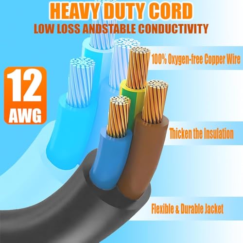 12AWG Heavy-Duty 1Ft 4-in-1 Flat Right-Angle AC Plug Adapter | 15-Amp Household to 20-Amp T-Plug Power Extension Cable,NEMA 5-15P to 5-20R/6-15R/6-20R,15A 125V to 20A 250V Extension Cable - size: 1FT extension cord