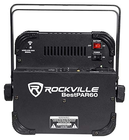Rockville Best PAR 60 Bundle: (2) Rechargeable Par Can Wash Lights, (2) RockWedge LED RGBWA UV Par Lights, (2) Best Strip 60 Rechargeable Wash Bars, ROCKFORCE W2 DMX Lighting Controller, 7-Items