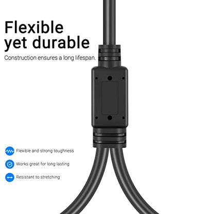 (20FT / 1PACK) 1/4 inch TRS Stereo Y Splitter Insert Cable, Gold Plated Audiowave Series 6.35mm TRS Male to Dual 6.35mm TS Male Mono Breakout Cable, Audio Cord - size: 20 FT