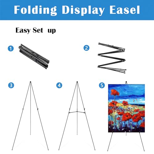 Falling in Art 6 Pack 63" Display Easel Stand, Holds 5 lbs - style: Black 6-Pack