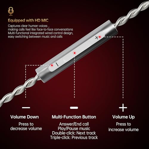 CCA Phoenix in-Ear Monitor Headphones – Dual-Magnet Dynamic Driver IEM with HiFi Clear Sound & Deep Bass, Full-Metal Professional Gaming Earbuds for Musicians, Singers, and Audiophiles(USB C Plug) - color: Silver, style: With Mic,USB-C