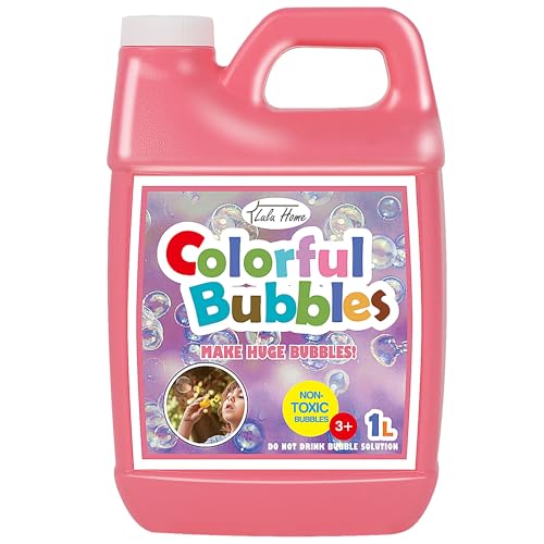 Lulu Home Concentrated Bubble Solution, 1 L/ 33.8 OZ Refill | For Bubble Machines, Giant Wands, and Blowers, Up to 2.5 Gallons, For Kids' Birthday Parties - color: Pink