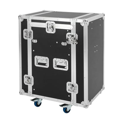 12U PA DJ Pro Audio Rack Road Case w/Slant Mixer Top, Heavy Duty Mobile Studio Equipment Cabinet, Network and Stereo Rack DJ Mixer Rack for Mixers & Live Sound - size: 12U / Side Tables