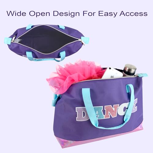 Garment Dance Shoulder Bags for Girls, Teen Dancers, Costumes, Boys | Holographic Glitter Dance Bag for Kids - color: Dance Purple & Pink