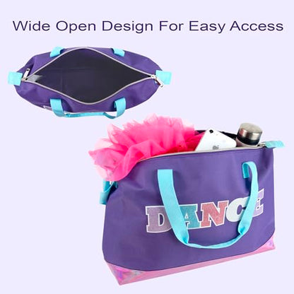 Garment Dance Shoulder Bags for Girls, Teen Dancers, Costumes, Boys | Holographic Glitter Dance Bag for Kids - color: Dance Purple & Pink