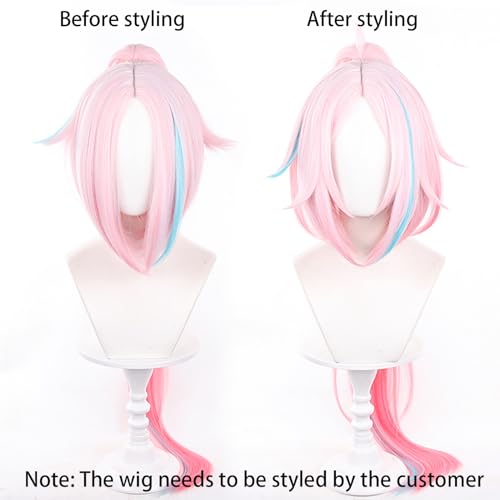 Anime Pink Wig with High Ponytail Women Long Straight Hair Adult COS Game Cosplay wig Comic con,Theme Party,Game Show,Halloween,Christmas - color: Light Pink