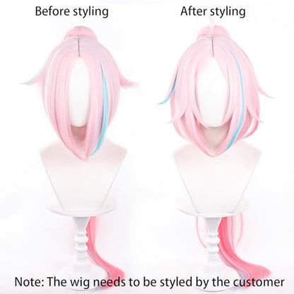 Anime Pink Wig with High Ponytail Women Long Straight Hair Adult COS Game Cosplay wig Comic con,Theme Party,Game Show,Halloween,Christmas - color: Light Pink