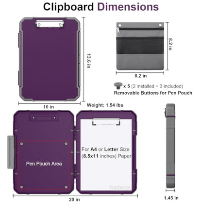 Clipboard, Clipboard with Storage, Heavy Duty Clip Boards 8.5x11, Protective Over Molded Edge, Plastic Clipboards, Contractor Folder with Internal Pen Pouch for Driver (Purple Alfalfa) - color: Purple Alfalfa