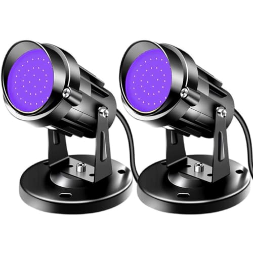 Halloween LED Blacklight Spot Lights Indoor 15W Black Spotlight Lamp 120V Accent Blacklighting Indoor Black Uplighting Decor with US Plug with Switch and Round Base(2Pack)