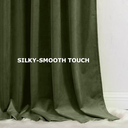 Benedeco Green Velvet Blackout Curtains 52x84 Inch, 2 Panels | Room Darkening & Semi-Blackout, Ultra Soft Velvet, Thermal Insulation, Machine Washable, Elegant Accent Perfect for Bedrooms - color: Moss Green-a, size: 52"W x 84"L (Pack of 2)
