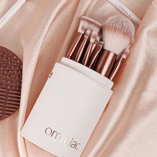 OMANIAC 20Pcs Makeup Brush Set Professional - Premium Synthetic Foundation Eyeshadow Blending Face Powder Brushes with Travel Case - Cruelty-Free Beauty Gift Kit for Beginners & Women (White) - color: White