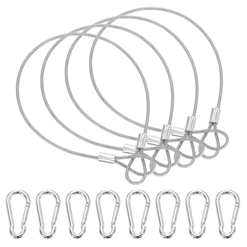 PATIKIL 12 Inch Safety Cable Lock, 4 Pcs 304 Stainless Steel Security Wire Ropes Double Loop Anti-Theft Safety with 8 Spring Buckles for Bicycles Luggage Stage Lighting, Clear - color: Clear, size: 12 Inch
