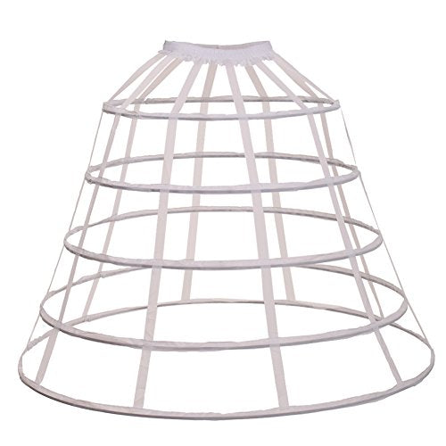 GRACEART Victorian Dress Pannier Hoop Skirt Bustle Cage Skirt - color: White-5 Hoops Bell