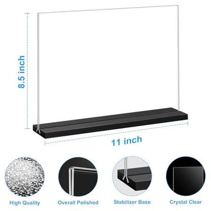 EHWINE 12 Pack Acrylic Sign Holder 8.5 x 11 Horizontal, Double-Sided Stand up Table Top Sign Holders, Clear Acrylic Picture Frame Menu Flyer Paper Holder Display Stand for Office Business Store Wedding Party(Black Base) - size: Horizontal 12 Pack 11x8.5 I
