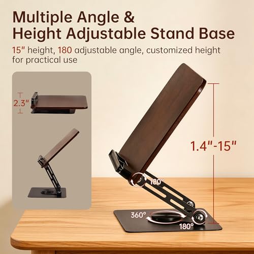 2-in-1 Floor & Desktop Book Stand, Adjustable Reading Music Podium | Portable Dual-Use 19"-62.2" Music Sheet Display, Laptop, Cookbook, Projector Stand Holder, 360° Rotate, Page Clip, Wood