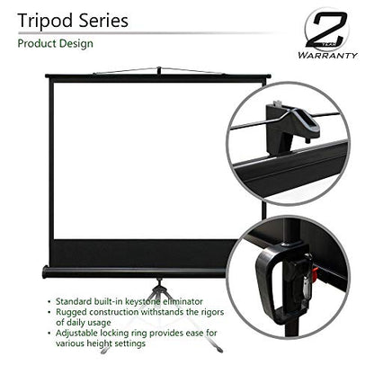 Elite Screens Tripod, 120-Inch 4:3 Portable Projector Screen with Stand– MaxWhite 2, 1.1 Gain, Adjustable Indoor Outdoor Pull Up Projection Screen for Home Theater, Office & Classroom, T120UWV1, Black - size: 120-inch/ 4:3