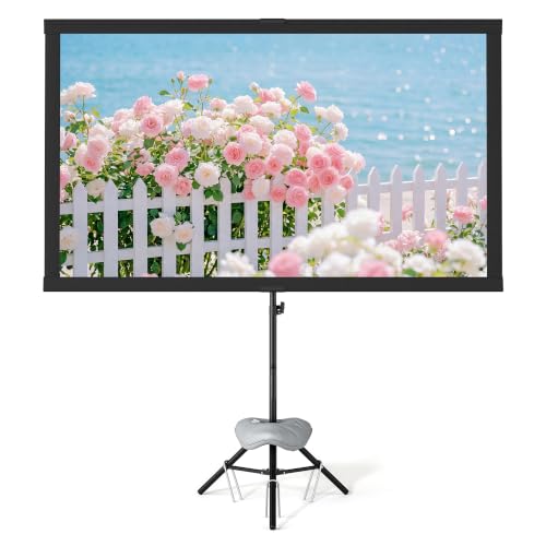 Portable Projector Screen with Tripod Stand, 80in Projection Screen Outdoor for Backyard, Camping, Washable Cloth Projector Screen with Water Weight Bag, Indoor Movie Screen, 16:9 - size: 80inch