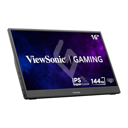 ViewSonic VX1654 16 Inch Portable Gaming Monitor, 1080p 144Hz IPS USB-C | Mini HDMI For Consoles; 60W USB-C Powers Laptops, Built-In Stand Supports Travel, Work, Play, Desks, Classes, Streaming - size: 16-Inch 144Hz