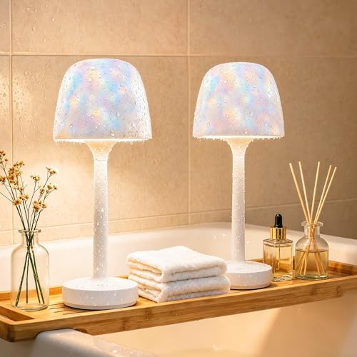 2-Pack Waterproof Shower Lamp Rechargeable LED Ocean Projector - size: set of 2