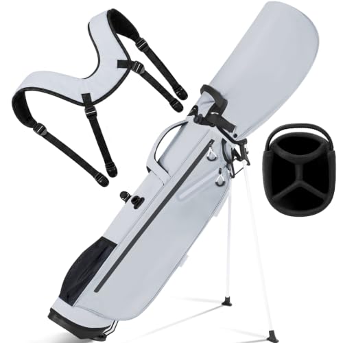 Lightweight Golf Stand Bag, 4-Way Full-Length Dividers, Holds Up to 10 Clubs, 3.7 lbs Golf Bag with Dual Straps & Stand for Driving Range, Par 3, and Standard Courses - color: Gray