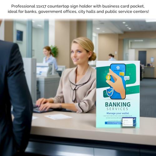 Marketing Holders 2 Pack Sign Holder Table Tent 11" x 17" Advertisement Display Clear Acrylic Bottom Load with 3.5" x 2" Business Card Slot - size: 11"W x 17"H Bottom Load w/Card Slot